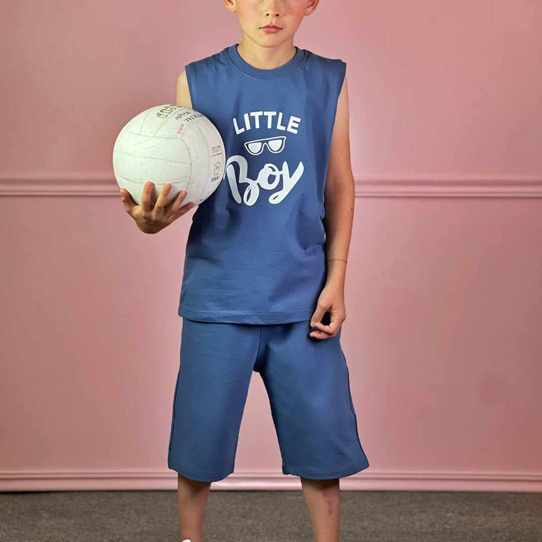 تاپ شلوارک با طرح عینک و چاپ LITTLE Boy
